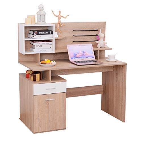 Vinsetto Computer Writing Desk Storage Shelves Home Office Two Tone Pc Laptop Study Table Cupboard Workstation Oak Buy Online In Burkina Faso At Desertcart Productid 90765788