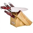 Farberware Professional 15-piece Forged Triple Riveted Knife Block Set with Built-in Edgekeeper Knife Sharpener, High-Carbon Stainless Steel Kitchen Knives, Razor-Sharp Knife set, Red