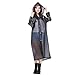 Women Packable Lightweight Transparent EVA Rain Jacket Poncho Raincoat with Hood,Grey,One Size fit most