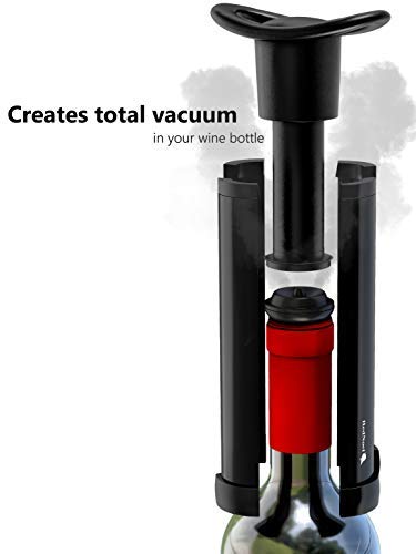 Wine Vacuum Bottle Preserver Saver â€“ Vacu-Win - for Advanced Wine Preservation - Best Wine Sealer Kit - with 3 Vacuum Re-usable Wine Stoppers â€“ Black