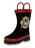 Boy's Black Fire Dog Rain Boots (Toddler/Little Kid)