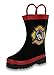 Boy's Black Fire Dog Rain Boots (Toddler/Little Kid)