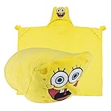 Spongebob Squarepants Hooded Blanket - Kids Cartoon Character Blankie that Folds into a Pillow - Great for Boys and Girls - By Comfy Critters (Spongebob)