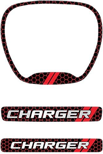 JDL Autoworks 2015-2019 Dodge Charger Steering Wheel Emblem Kit | 3D Domed Badge Overlay Decal Trim Cover Sticker Set | Charger Interior Accessories