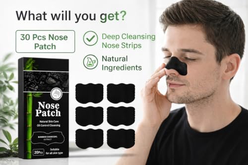 PRIMEBLYᵀᴹ Blackhead Nose Strips 40pcs | قناع إزالة الرؤوس السوداء الفوري | Bamboo Charcoal Nose Pore Cleaner | ماسك للأنف لإزالة الدهون وتنظيف المسام | Deep Cleansing Pore Strips for Men & Women