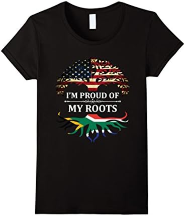 Women's I'm Proud of My South African Roots t-Shirt ~ Flag Medium Black
