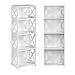 Finether 4-Shelf Shelving Unit, Waterproof Modular Cross White Wooden Plastic Composite 4 Tier Shelving Unit Storage Shelf Bookcase Display Shelf for Bedroom Living Room Kitchen Office