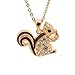 ESPYNY Cute Little Brown Tail Squirrel Necklace (Gold Plated)