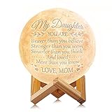 Engraved Moon Lamp Night Light - Brave & Smart Moon Light with Touch Control Brightness - from Mom/Dad to Daughter (ML - from Mom)