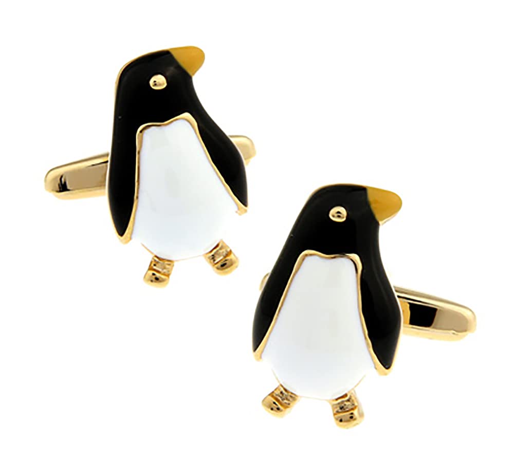 Ashton and Finch Black and Gold Emperor Penguin Cufflinks for Men Novelty Gifts and Presents