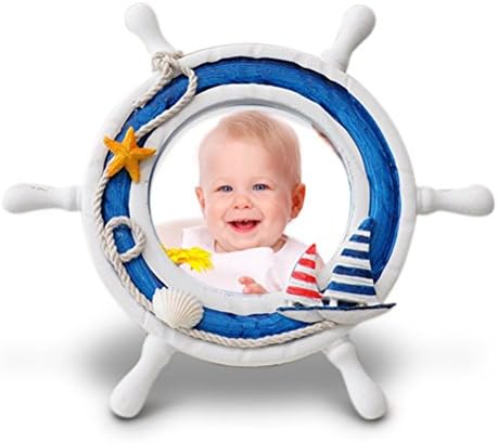 Josies Nautical Baby Picture Frame Decor 4x4 in, Diameter 9 in