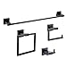 KES Black Bathroom Hardware Set 4-Piece Toilet Paper Holder 24-Inch Towel Bar Coat Hook Towel Ring SUS304 Stainless Steel Wall Mount, LA24BK-42
