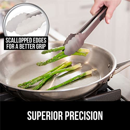 Gorilla Grip Stainless Steel Metal Tongs, 12 Inch, Heat Resistant up to