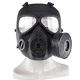 PeleusTech WST Head Mask Full Face Single Canister Electric Ventilative Biochemical Gas Mask[No Actual Anti-Virus Function] Toys Masks for Children, Cosplay,Halloween and Party - (Black)