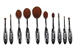 2016 [Updated Version] Professional 10 Pcs Soft Oval Toothbrush Makeup Brush Sets Foundation Brushes Cream Contour Powder Blush Concealer Brush Makeup Cosmetics Tool Set