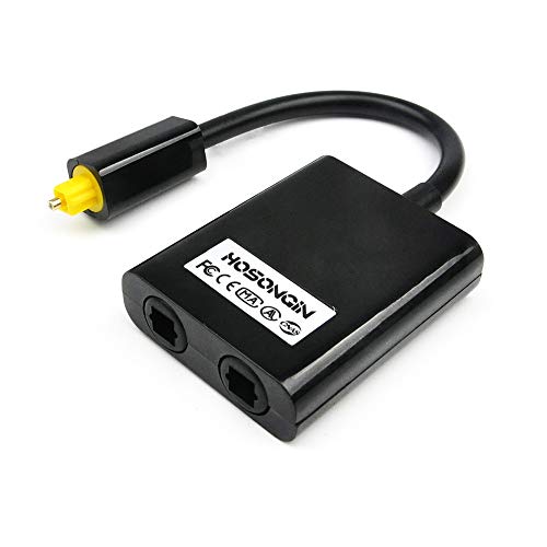 Digital Toslink Fiber Optical Audio Splitter Cable 1 in 2 Out, HOSONGIN Toslink Fiber Optic Adapter Cable,Fiber Converter, Digital Optical Audio Adapter Cable