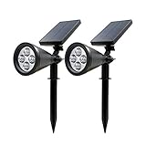 Rusee Solar Lights Spotlight Outdoor Landscape Lighting Waterproof Wall Light Security Night Lights, Dark Sensing Auto On/Off for Patio Deck Yard Garden Driveway Pool Area (2 Pack)