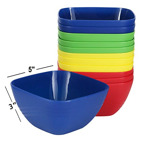 Zilpoo 12 Pack - Reusable Hard Plastic Cereal | Soup Bowls 20 oz. Unbreakable Microwave | Dishwasher Safe, BPA Free, Small Kids Fun Assorted Colors Set