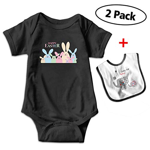 SWEETIE Happy Easter Bunny Emoji Baby Short Sleeve Infant Bodysuit Romper for 0-24months