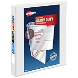 Avery 1" Heavy Duty View 3 Ring Binder, One Touch EZD Ring, Holds 8.5" x 11" Paper, 1 White Binder (79199)