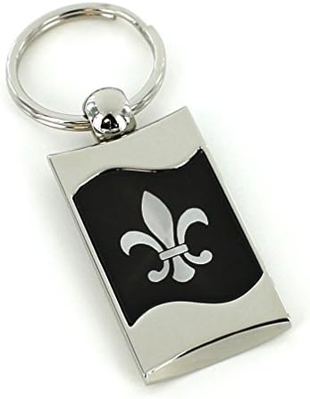 Fleur-De-Lis Black Spun Brushed Metal Key Ring