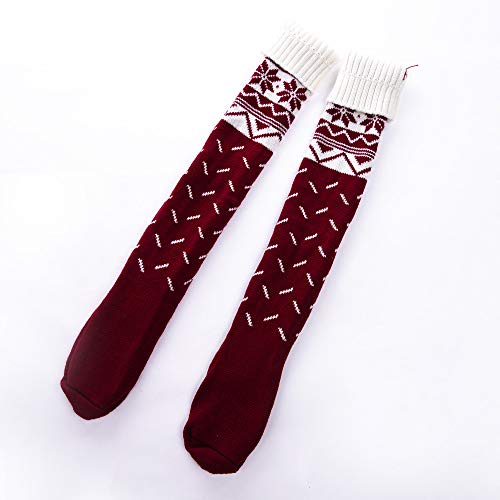 Valentine's Best Gift!!!Kacowpper Women Christmas Warm Thigh High Long Stockings Knit Over Knee Socks Xmas - Thumbnail 2