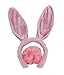 Plush Bunny Ears Headband & Fuzzy Tail Costume Set (Pink)