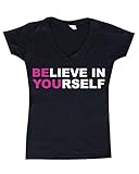Shop4Ever® Believe IN Yourself Women V-Neck Gym Shirts SLIM FIT