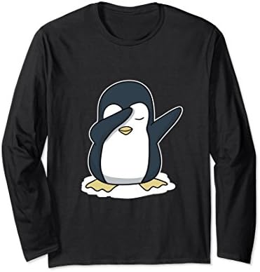 Unisex Dabbing Penguin Long Sleeve T-shirt Funny Dab Gift Small Black