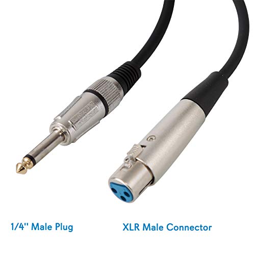 1/4" to XLR Audio Cord - 1/4 Inch Phono To XLR Female Connection 15 ft 12 Gauge Black Heavy Duty Professional Speaker Cable Wire - Delivers Sound - Pyle Pro PPMJL15