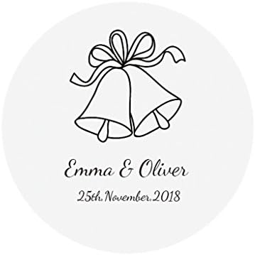 eKunSTreet ® 48x Personalised 40mm Round Wedding Favour Stickers Labels, Invitation Envelopes Seals, Homemade Cards Embellishment - Wedding Bells Sticker