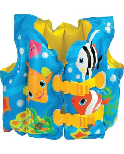 Storio Deluxe Inflatable Swim Vest for Kids | Adjustable Safety Float Jacket for Boys & Girls | Pool & Beach Water Safety Gear for Toddlers | Lightweight, Portable, Colorful Swim Trainer Vest 3