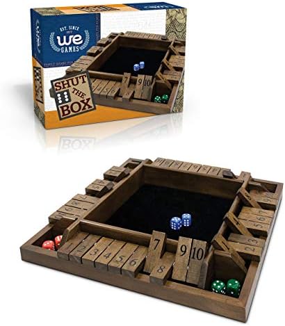 WE Games 4-Player Shut the Box, Travel Size, 8 inches