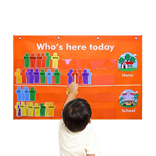 Auchq Classroom Attendance Chart Helping Hands Pocket Chart,Durable