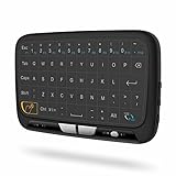 HEYNOW H18 Multifunctional 2.4GHz Wireless Mini Keyboard with Whole Panel Touchpad Mouse Combos,Rechargable Li-ion Battery Remote Control for PC, Xbox 360, Android TV Box, Computer, Laptop (Black)