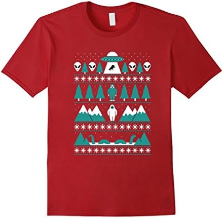 Men's Paranomal ailen T shirt christmas funny sweater 2XL Cranberry