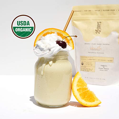 22 Days Nutrition Organic Protein Powder, Vanilla, 15 Serving Gluten