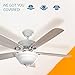 Hyperikon Indoor Ceiling Fan with Remote Control, 42-inch Light Wood White Ceiling Fan - White Fixture with Five Maple Blades and Frosted Dome Light - Bulb Not Included