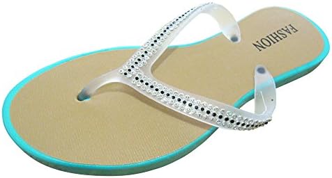 Giant Trend Women's Crystel Flip Flop Fashion Beach Sandal (6, Green)