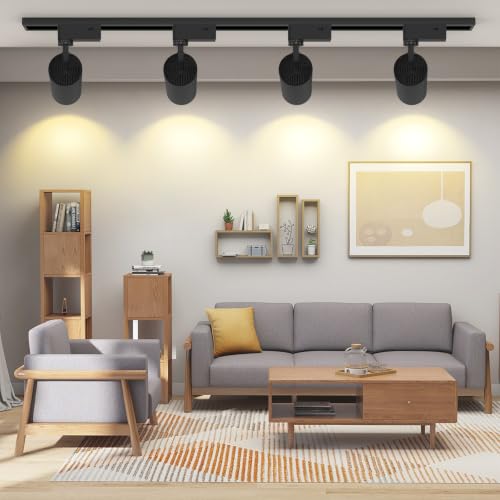 Bacane Track Lighting Kit 20W, Adjustable LED Lights 3000k-4000k-6500k, Track Lighting Fixtures Ceiling For Kitchen Accent Art, 800LM (Light - 4P)