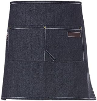 Waist short denim restaurant apron coffee kitchen aprons with pockets unisex