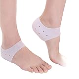 Voberry® 1 Pair Silicone Gel Hole Cushion Pad Heel Moisturizing Cracked Skin Feet Pressure Pain Relief Socks for Foot Care Protectors (White)