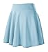 Urban CoCo Women's Basic Versatile Stretchy Flared Casual Mini Skater Skirt (XL, Light Blue)