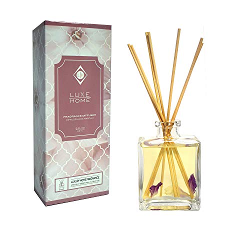 Luxe Home Black Orchid Fragrance Reed Diffuser Oil Set | Sultry Blend of Frankincense, Bergamot, Black Orchid, Black Plum & Patchouli Scented Sticks | Perfect Housewarming Gift Idea!