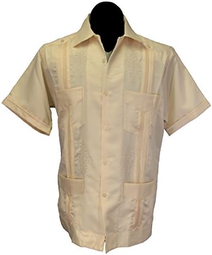 Guayabera Mens Authentic Western Mexican Wedding Shirt Copacabana Yucatan Peach