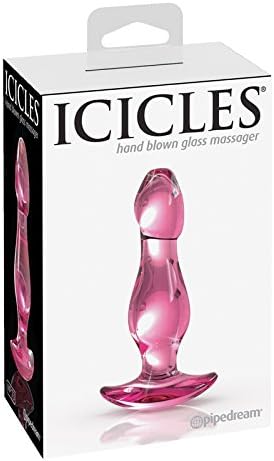 Icicles No. #73 Pink Hand Blown Glassmassager wand - Insertable length is 3.6 in. width is 1.2 in.