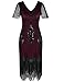 PrettyGuide Women's 1920s Dress Art Deco Cocktail Dress Short Sleeve 3XL Burgundy