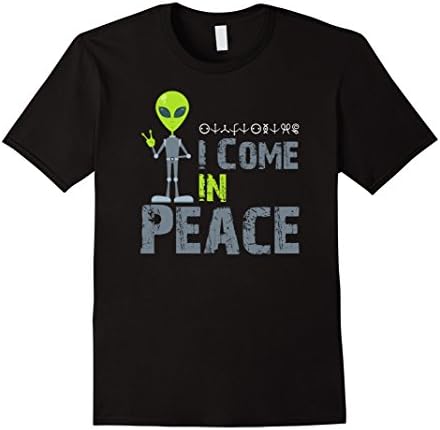 Men's PREMIUM "I Come in Peace" Funny Alien T-shirt XL Black