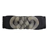 Womens Retro Wide Elastic Stretch Metal Buckle Waist Belt Waistband