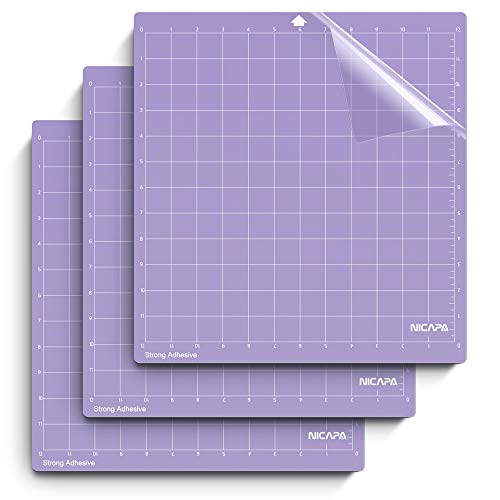Nicapa Cutting Mat for Silhouette Cameo 3/2/1 Strong-Grip,12x12 inch 3pack) Adhesive&Sticky Non-Slip Flexible Square Gridded Purple Cut Mats Replacement Accessories Set matts Vinyl Craft Sewing
